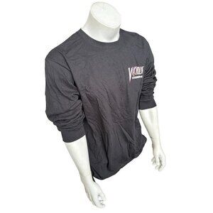 Anvil Men's Vicious Fishing USA Flag Black Long Sleeve Shirt Size Large